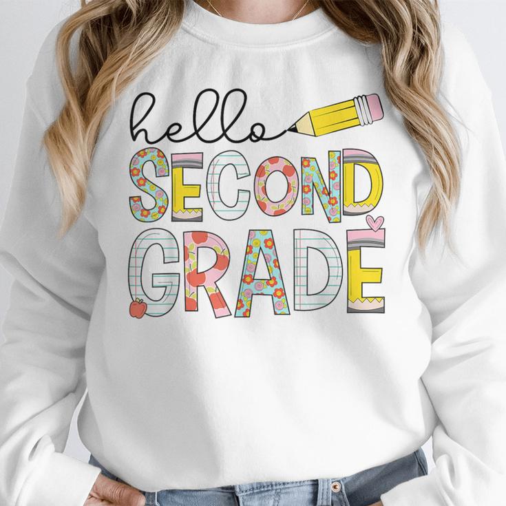 Hello Second Grade Team 2nd Grade Back To School Teacher Kid Women Crewneck Sweatshirt, 2nd Grade Teacher Gifts, funny design