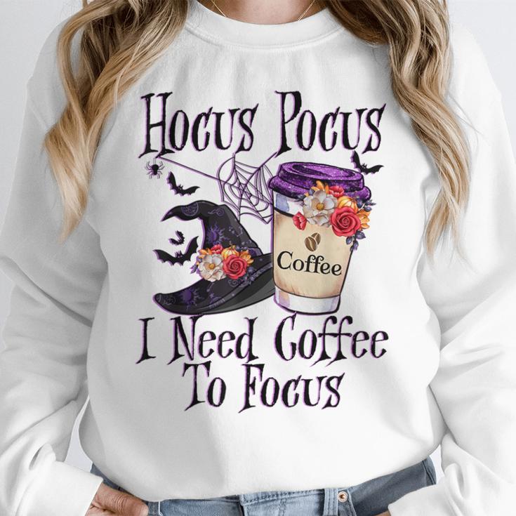 Hocus Pocus I Need Coffee To Focus Halloween Teacher Women Crewneck Sweatshirt, funny design
