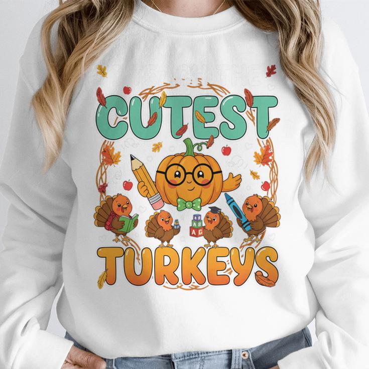 Humor I Teach The Cutest Turkeys Thanksgiving Teacher Women Crewneck Sweatshirt, funny design Humor I Teach The Cutest Turkeys Thanksgiving Teacher Women Crewneck Sweatshirt, funny design