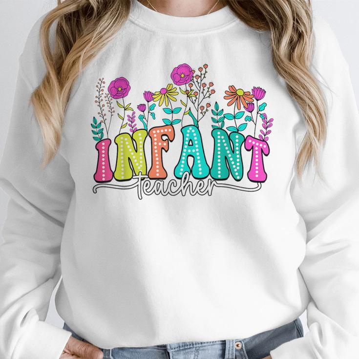 Infant Teacher Floral First Day Back To School Teaching Women Crewneck Sweatshirt, funny design Infant Teacher Floral First Day Back To School Teaching Women Crewneck Sweatshirt, funny design