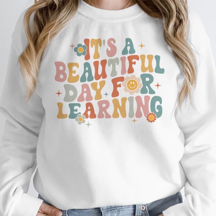 It's a Beautiful Day For Learning Teacher Students Men Women Women Crewneck Sweatshirt, funny design