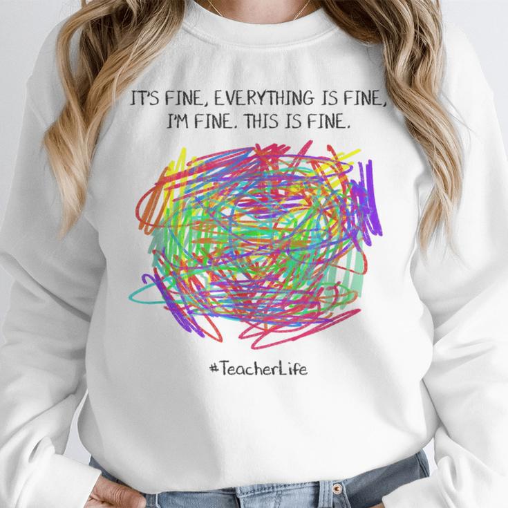 It's Fine Everything Is Fine I'm Fine Pre K Teacher Life For Men Women Girls Kids Women Crewneck Sweatshirt, funny design It's Fine Everything Is Fine I'm Fine Pre K Teacher Life For Men Women Girls Kids Women Crewneck Sweatshirt, funny design