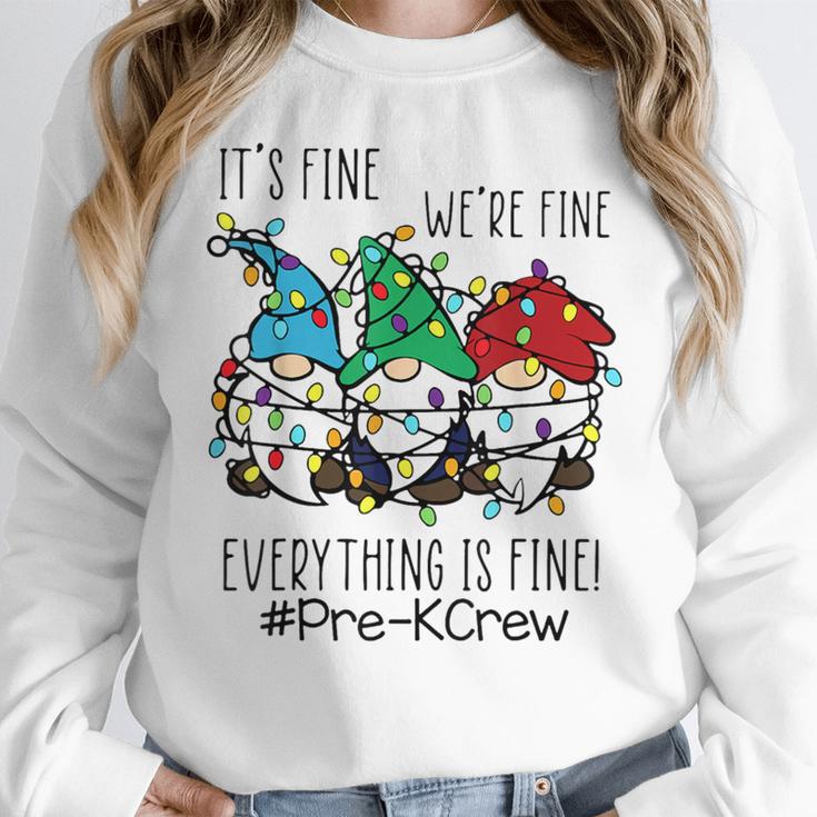 It's Fine We'Re Fine Gnome Pre-K Teacher Christmas Light For Men Women Women Crewneck Sweatshirt, funny design It's Fine We'Re Fine Gnome Pre-K Teacher Christmas Light For Men Women Women Crewneck Sweatshirt, funny design