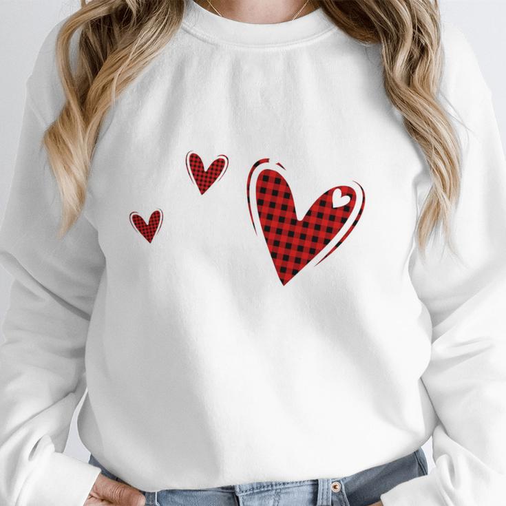 Kindergarten Has My Heart Buffalo Print Teacher Valentine Women Crewneck Sweatshirt, funny design