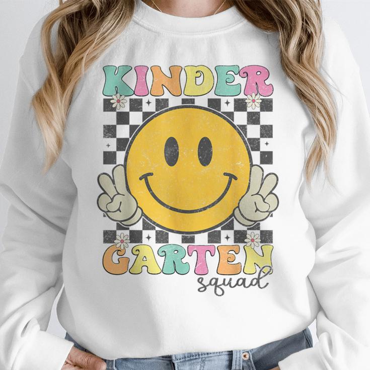 Kindergarten Squad Smile Face Teachers Kids Back To School Women Crewneck Sweatshirt, funny design Kindergarten Squad Smile Face Teachers Kids Back To School Women Crewneck Sweatshirt, funny design