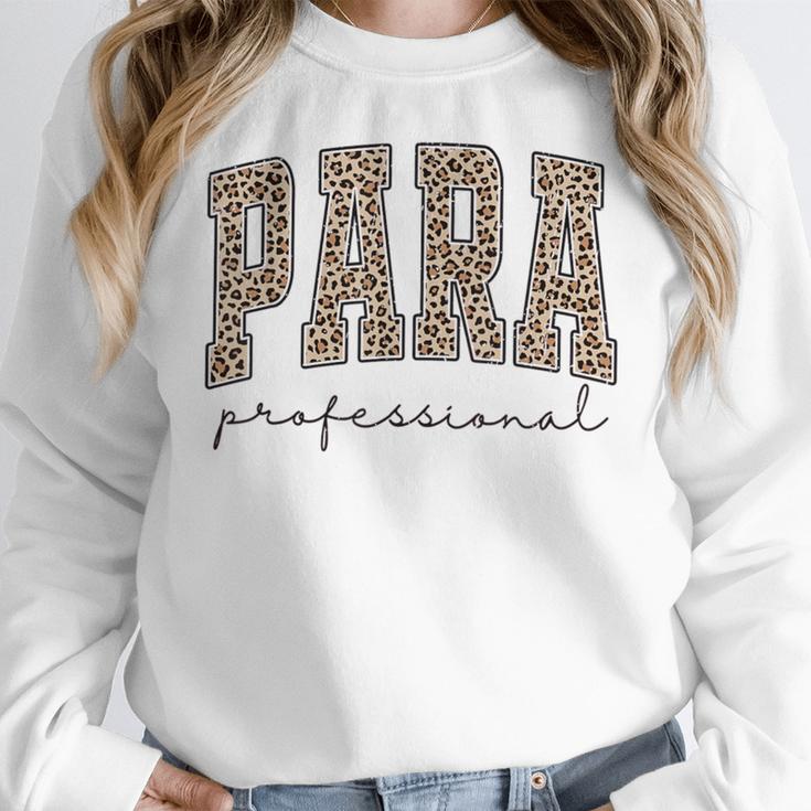 Leopard Paraprofessional Back To School Para Squad Teacher Women Crewneck Sweatshirt, funny design