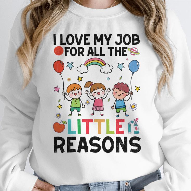 Love Job For Little Reasons Daycare Teacher Graphic Women Crewneck Sweatshirt, funny design