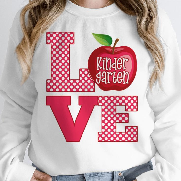 Love Kindergarten Cute Apple School Teacher Women Crewneck Sweatshirt, funny design Love Kindergarten Cute Apple School Teacher Women Crewneck Sweatshirt, funny design