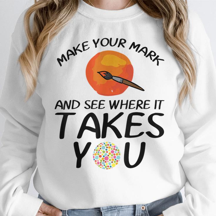 Make Mark Paintbrush International Dot Day Art Teacher Women Crewneck Sweatshirt, funny design Make Mark Paintbrush International Dot Day Art Teacher Women Crewneck Sweatshirt, funny design