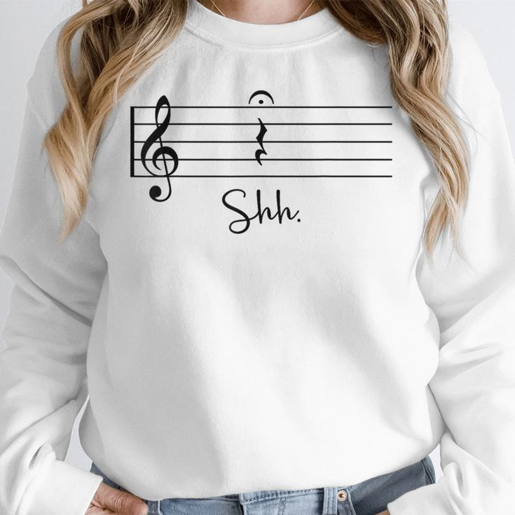 Music Notes Shirt Shh Quarter Fermata Teacher Women Crewneck Sweatshirt, funny design