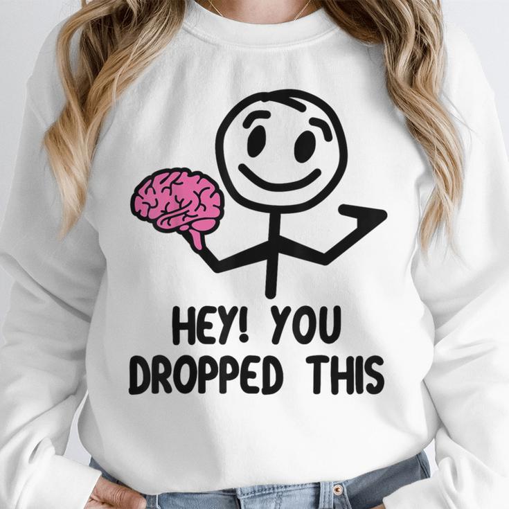 Nerdy Hey You Dropped This Brain Math Teacher Women Crewneck Sweatshirt, funny design Nerdy Hey You Dropped This Brain Math Teacher Women Crewneck Sweatshirt, funny design