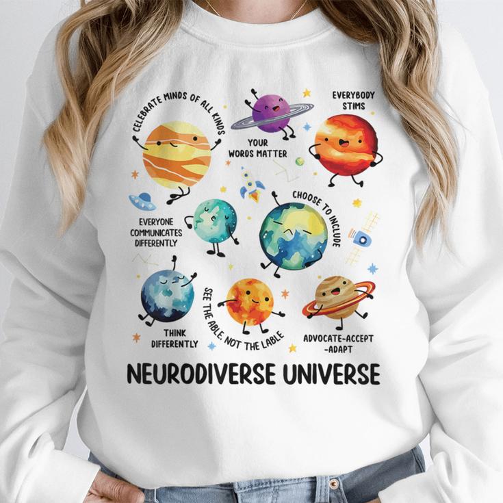Neurodiverse Universe Space Planet Special Education Teacher Women Crewneck Sweatshirt, funny design Neurodiverse Universe Space Planet Special Education Teacher Women Crewneck Sweatshirt, funny design