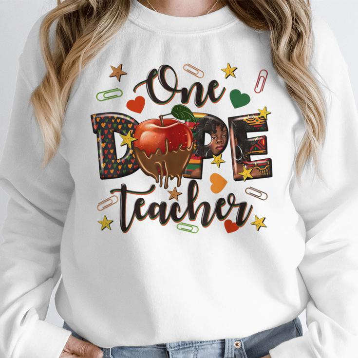 One Dope Teacher Women Crewneck Sweatshirt, funny design One Dope Teacher Women Crewneck Sweatshirt, funny design