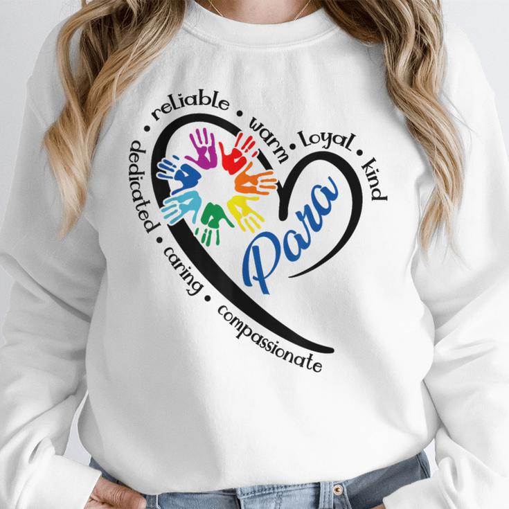 Para Heart Teacher Paraprofessional Paraeducator Men Women Women Crewneck Sweatshirt, funny design