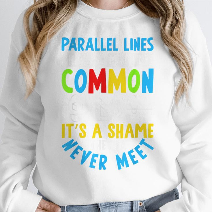 Parallel Lines Math Pun – Teacher Humor Women Crewneck Sweatshirt, funny design