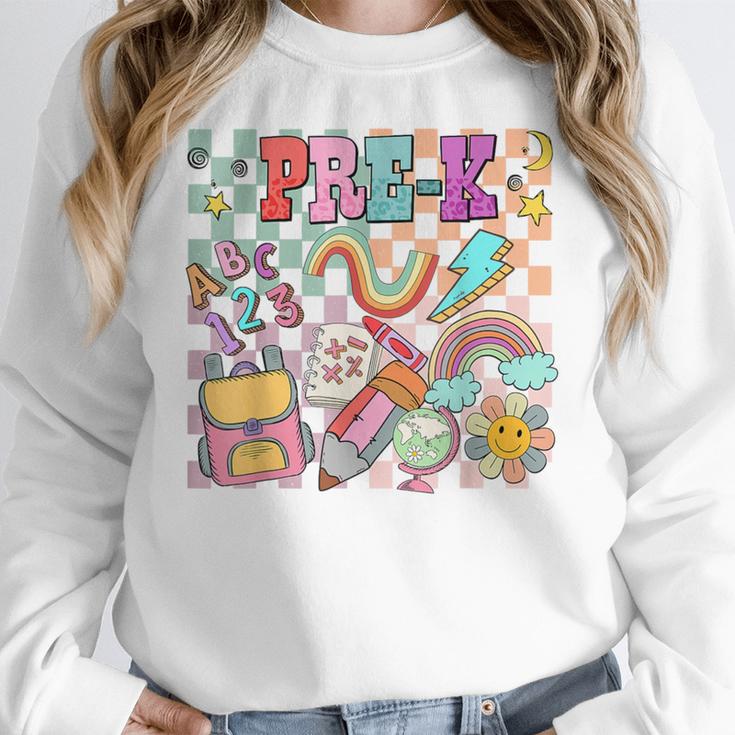 Pre K Back To School Teacher Student Men Women Kids Women Crewneck Sweatshirt, funny design Pre K Back To School Teacher Student Men Women Kids Women Crewneck Sweatshirt, funny design