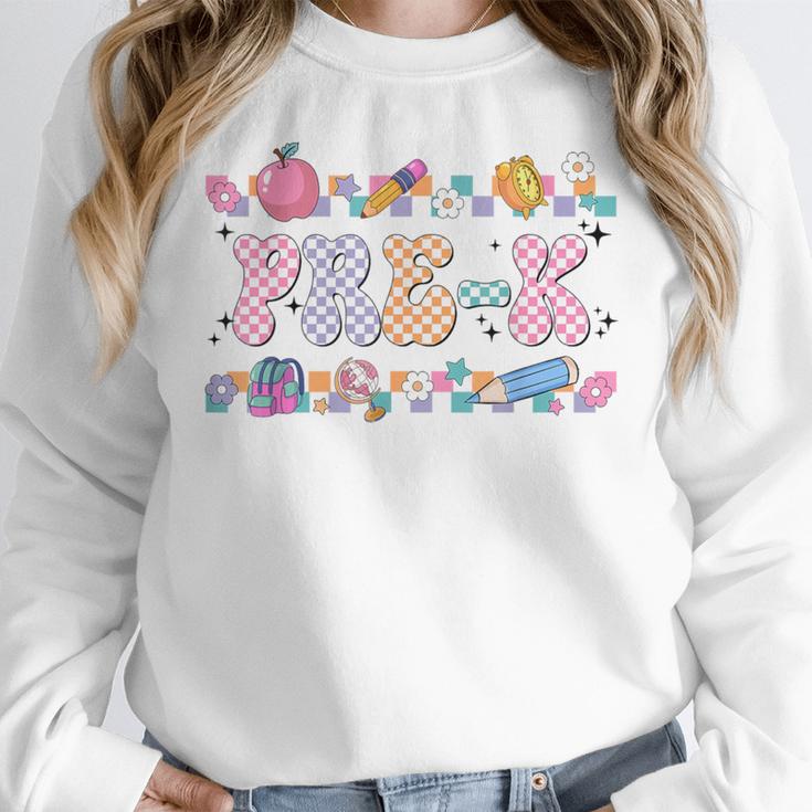 Pre-K Back To School Teachers Kids 1st Day Of School Women Crewneck Sweatshirt, funny design Pre-K Back To School Teachers Kids 1st Day Of School Women Crewneck Sweatshirt, funny design