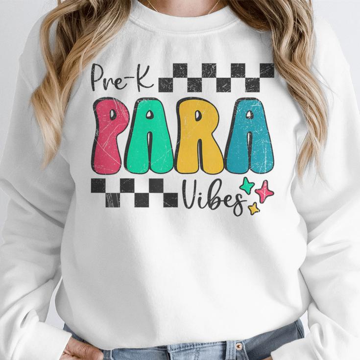Pre-K Paraprofessional Teacher Back To School Vibes Women Crewneck Sweatshirt, funny design Pre-K Paraprofessional Teacher Back To School Vibes Women Crewneck Sweatshirt, funny design