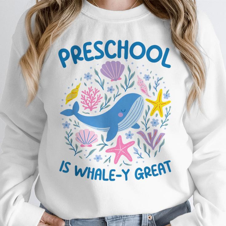 Preschool Is Whale-y Great Preschool Teacher Women Crewneck Sweatshirt, funny design