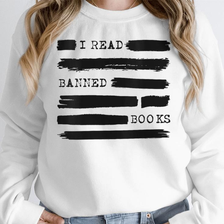 I Read Banned Books Banned Books Week Librarian Teacher Women Crewneck Sweatshirt, funny design I Read Banned Books Banned Books Week Librarian Teacher Women Crewneck Sweatshirt, funny design