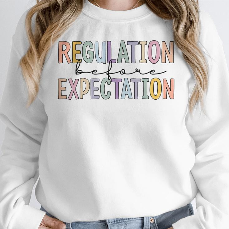 Regulation Before Expectation Occupational Therapy Teacher Women Crewneck Sweatshirt, funny design Regulation Before Expectation Occupational Therapy Teacher Women Crewneck Sweatshirt, funny design