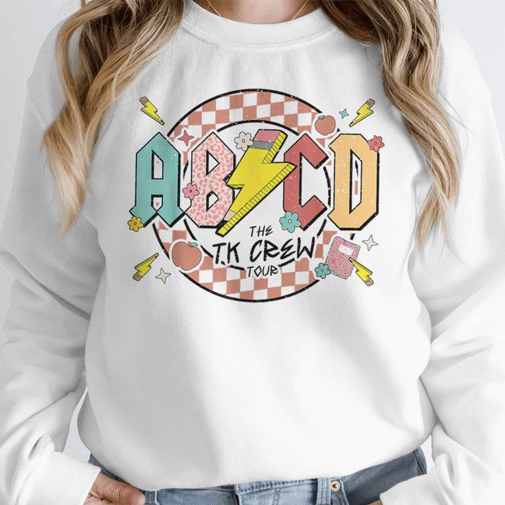 Retro ABCD Transitional Kindergarten Teacher Tour TK Teacher Women Crewneck Sweatshirt, funny design Retro ABCD Transitional Kindergarten Teacher Tour TK Teacher Women Crewneck Sweatshirt, funny design