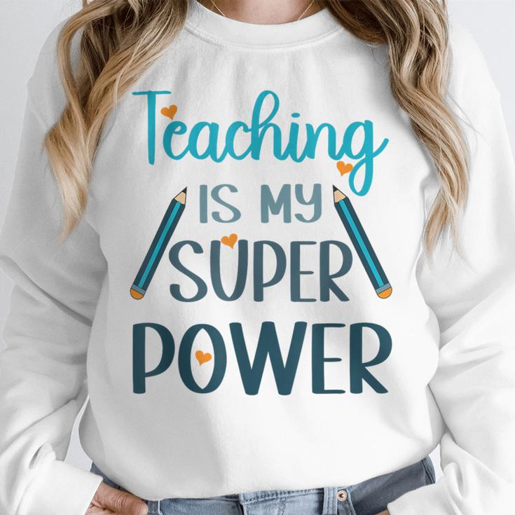 Retro Groovy Teaching Is My Super Power Teacher's Present Men Women Women Crewneck Sweatshirt, funny design Retro Groovy Teaching Is My Super Power Teacher's Present Men Women Women Crewneck Sweatshirt, funny design