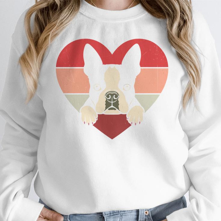 Retro Heart Boston Terrier Dog Vintage Valentine Women Crewneck Sweatshirt, funny design