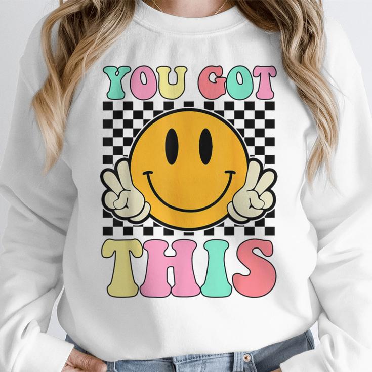 You Got This Retro Smile Motivational Testing Day Teacher Women Crewneck Sweatshirt, funny design