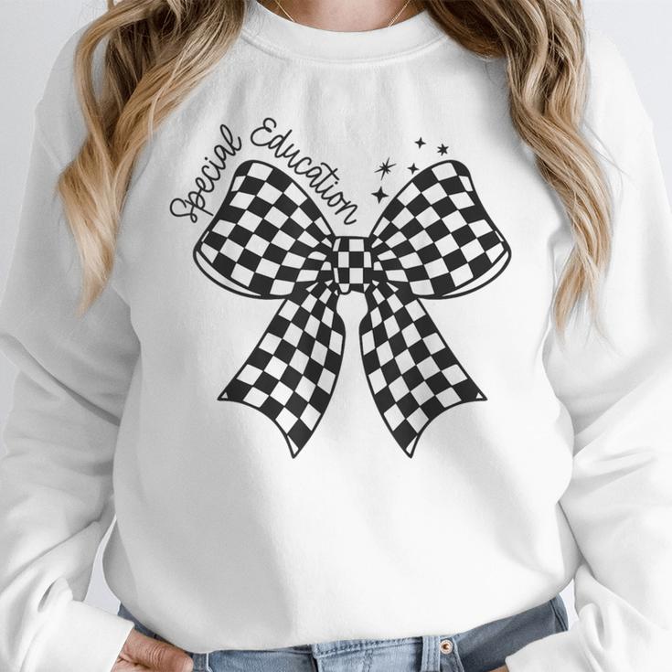 Retro Special Education Squad Coquette Bow SPED Teacher Women Crewneck Sweatshirt, funny design Retro Special Education Squad Coquette Bow SPED Teacher Women Crewneck Sweatshirt, funny design