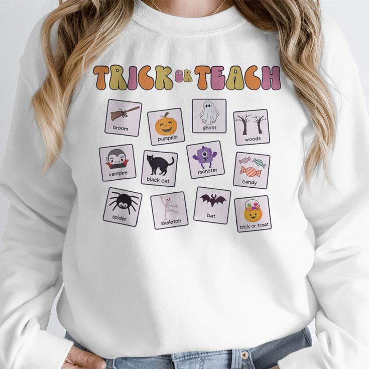 Retro Trick Or Treat Halloween Special Education Teacher Women Crewneck Sweatshirt, funny design Retro Trick Or Treat Halloween Special Education Teacher Women Crewneck Sweatshirt, funny design