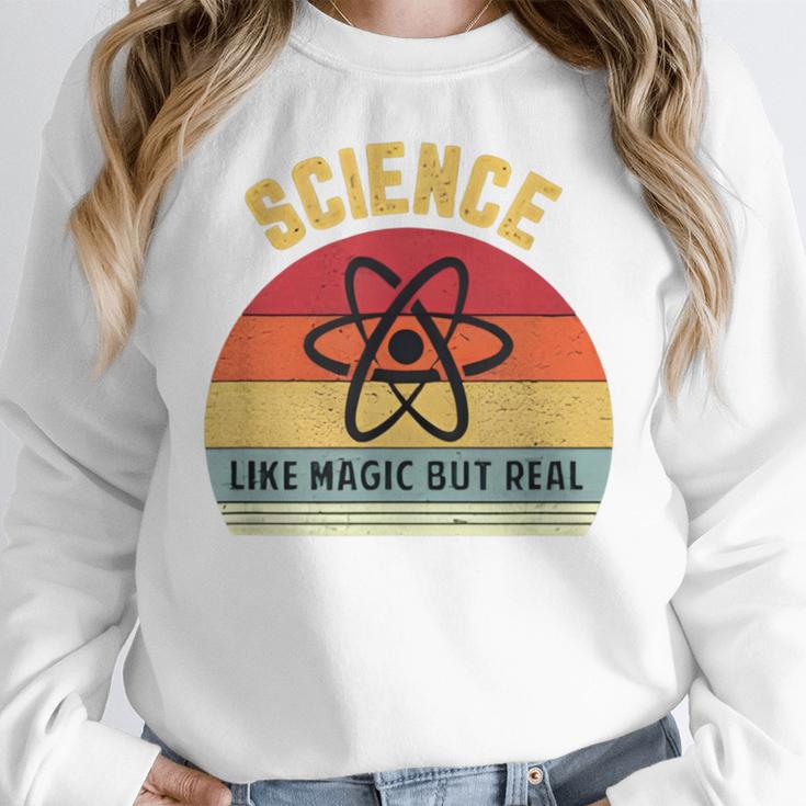 Science Like Magic But Real Science Teacher Graphics Geek Women Crewneck Sweatshirt, Science Teacher Gifts, funny design