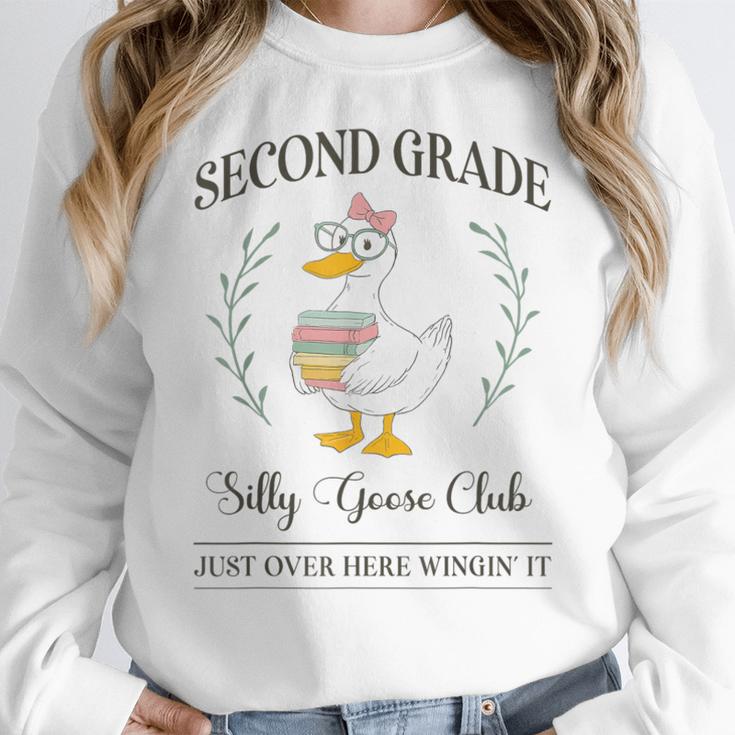 Second Grade Silly Goose Club For Teacher Or Student Women Crewneck Sweatshirt, funny design Second Grade Silly Goose Club For Teacher Or Student Women Crewneck Sweatshirt, funny design