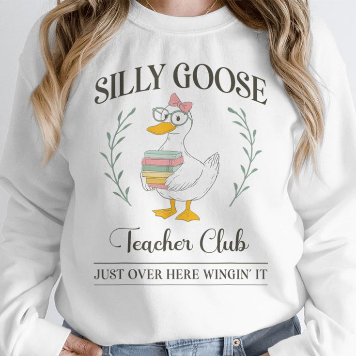 Silly Goose Teacher Club Women Crewneck Sweatshirt, funny design Silly Goose Teacher Club Women Crewneck Sweatshirt, funny design