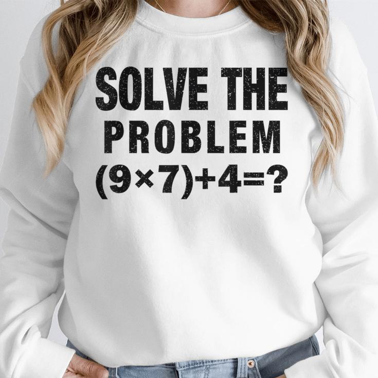Solve The Problem 9×74 Math Teacher Women Crewneck Sweatshirt, funny design