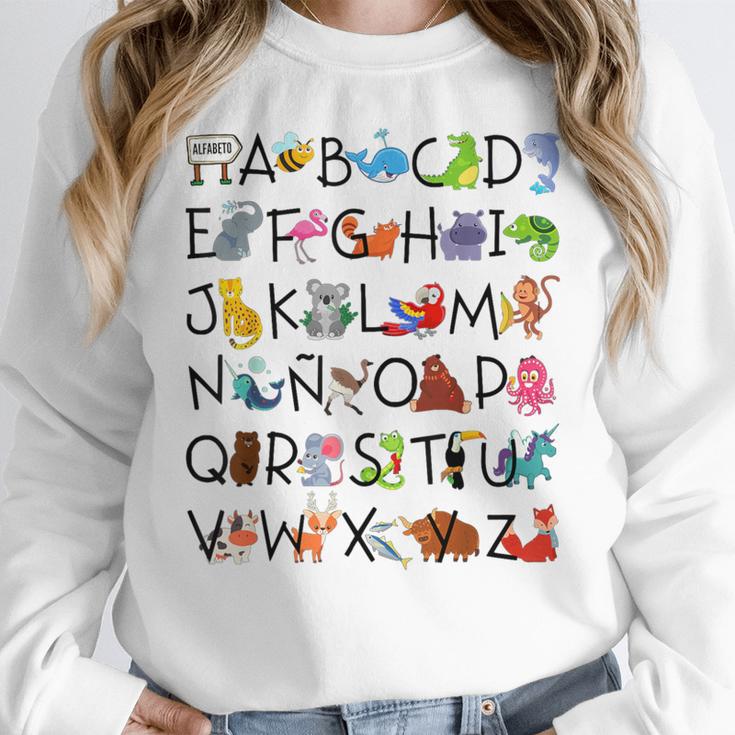 SPANISH ALPHABET MAESTRA SPANISH TEACHER Women Crewneck Sweatshirt, funny design