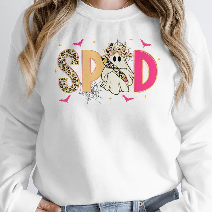 Sped Teacher Halloween Ghost Special Education Preppy Fall Women Crewneck Sweatshirt, funny design Sped Teacher Halloween Ghost Special Education Preppy Fall Women Crewneck Sweatshirt, funny design