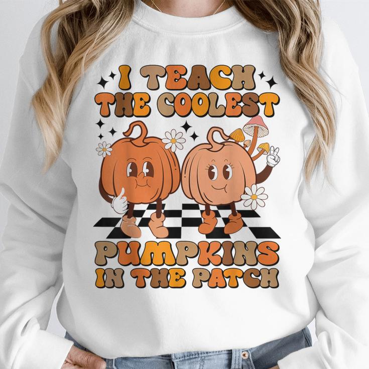 I Teach The Coolest Pumpkins In The Patch Teacher Halloween Women Crewneck Sweatshirt, funny design I Teach The Coolest Pumpkins In The Patch Teacher Halloween Women Crewneck Sweatshirt, funny design