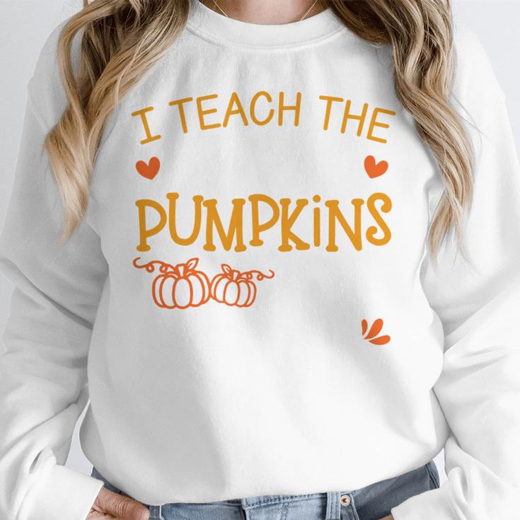 I Teach The Cutest Pumpkins In The Patch Shirt Teacher Women Crewneck Sweatshirt, funny design
