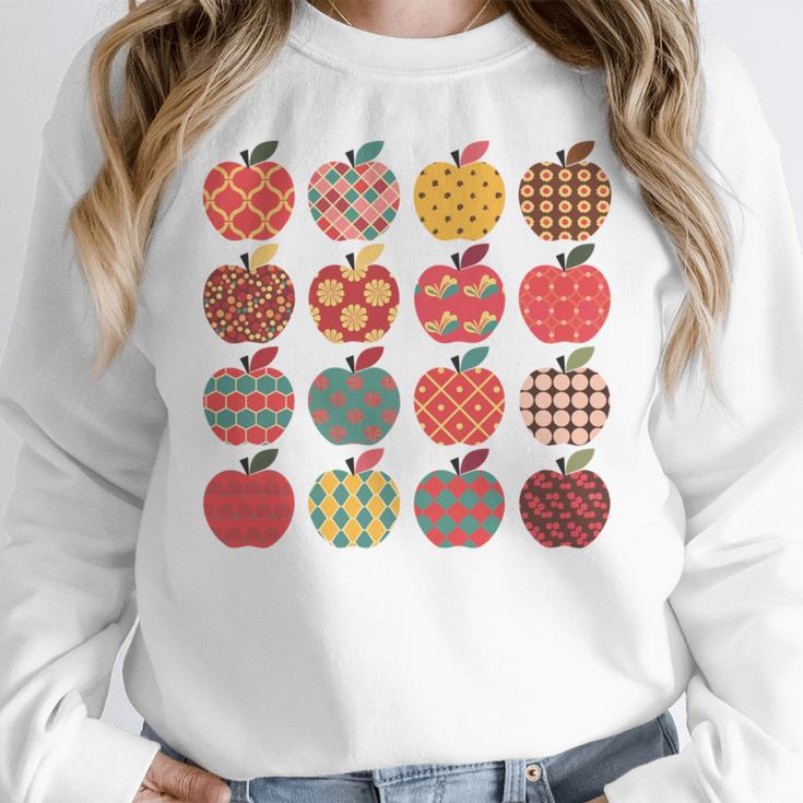Teacher Apple Back To School Art For School Supplies Women Crewneck Sweatshirt, funny design Teacher Apple Back To School Art For School Supplies Women Crewneck Sweatshirt, funny design