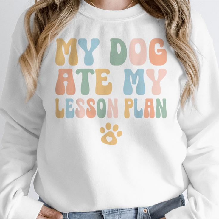 Teacher My Dog Ate My Lesson Plan Teacher Lesson Plan Women Crewneck Sweatshirt, funny design