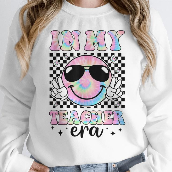 In My Teacher Era Groovy Tie Dye Back To School Cute Teacher Women Crewneck Sweatshirt, Groovy Teacher Gifts, funny design In My Teacher Era Groovy Tie Dye Back To School Cute Teacher Women Crewneck Sweatshirt, Groovy Teacher Gifts, funny design