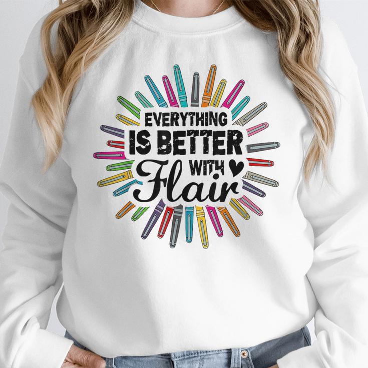 Teacher Flair Pen Art Lover School Supplies Women Crewneck Sweatshirt, funny design Teacher Flair Pen Art Lover School Supplies Women Crewneck Sweatshirt, funny design
