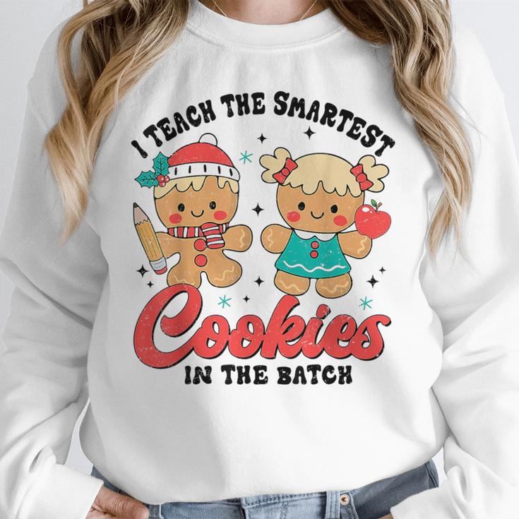 Teacher Of Smart Cookies Cute Gingerbread Teacher Christmas Women Crewneck Sweatshirt, funny design