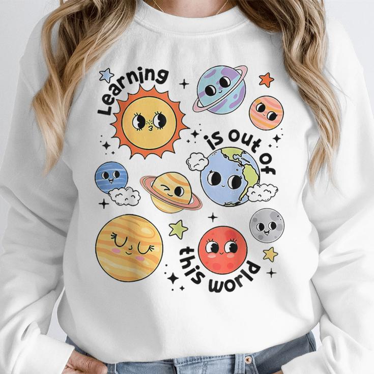 Teacher Space Science Learning Is Out Of World Solar System Women Crewneck Sweatshirt, Science Teacher Gifts, funny design Teacher Space Science Learning Is Out Of World Solar System Women Crewneck Sweatshirt, Science Teacher Gifts, funny design