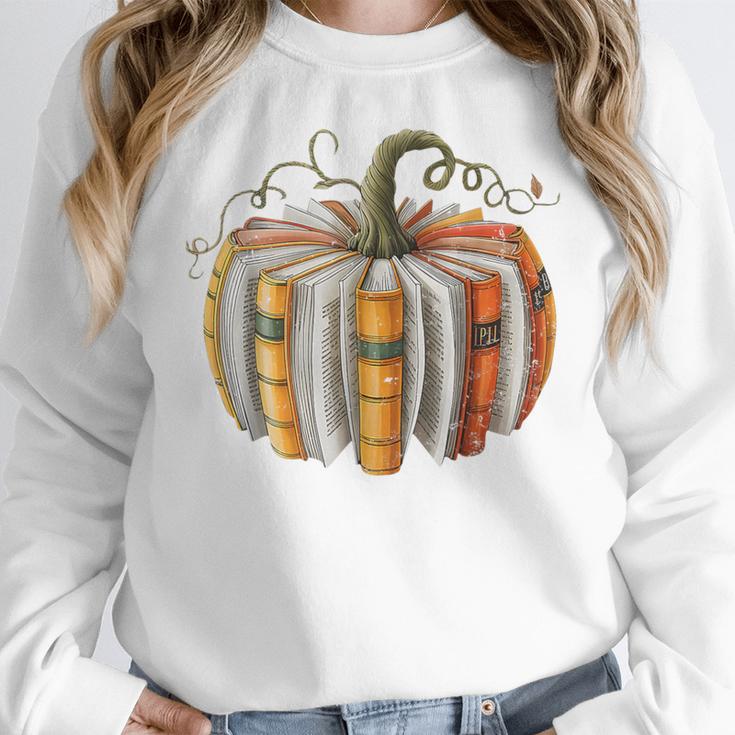 Teachers Students Fall Book Pumpkin Fall Librarians Bookworm Women Crewneck Sweatshirt, funny design Teachers Students Fall Book Pumpkin Fall Librarians Bookworm Women Crewneck Sweatshirt, funny design