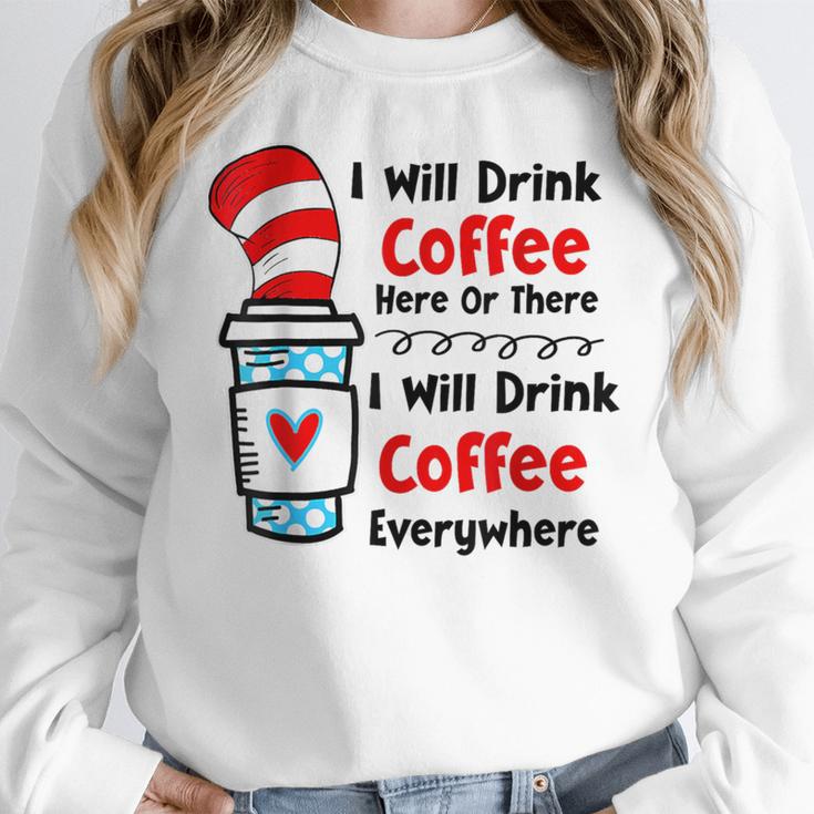 Teaching I Will Drink Coffee Here Or There Teacher Women Crewneck Sweatshirt, funny design Teaching I Will Drink Coffee Here Or There Teacher Women Crewneck Sweatshirt, funny design
