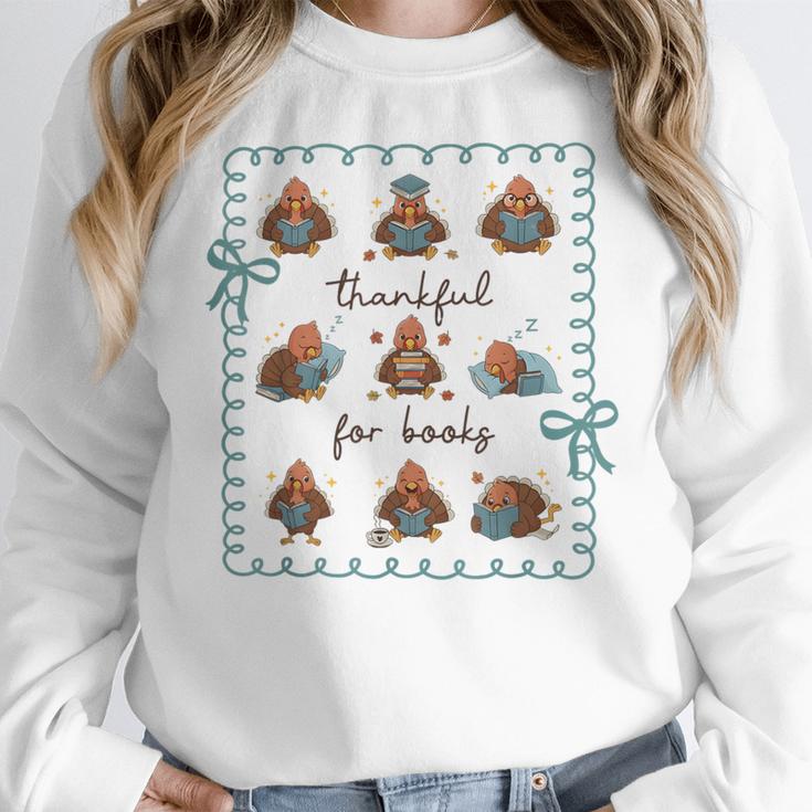 Thankful For Books Turkey Reading Book Lovers Fall Teacher Women Crewneck Sweatshirt, funny design Thankful For Books Turkey Reading Book Lovers Fall Teacher Women Crewneck Sweatshirt, funny design