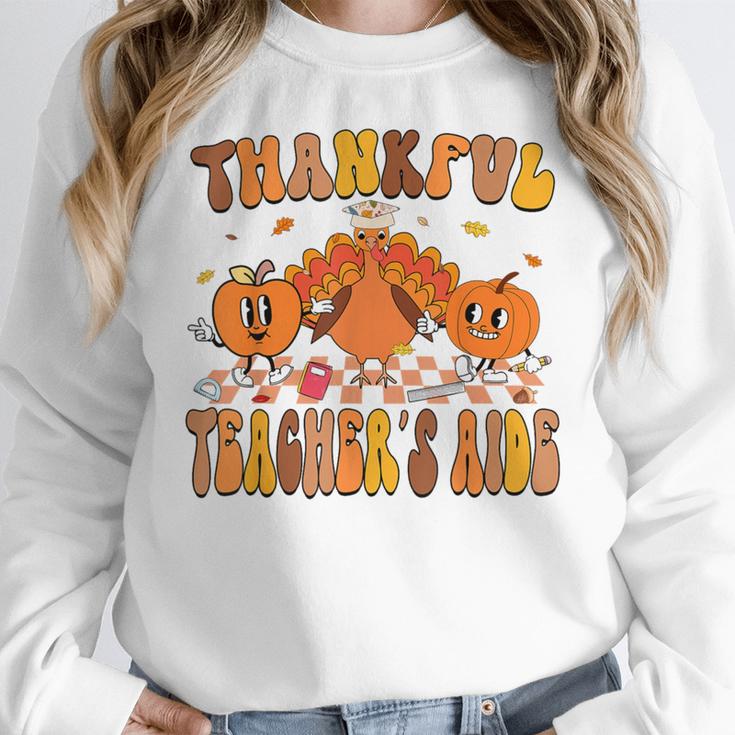 Thankful Teacher's Aide Thanksgiving Autumn Fall Women Men Women Crewneck Sweatshirt, funny design