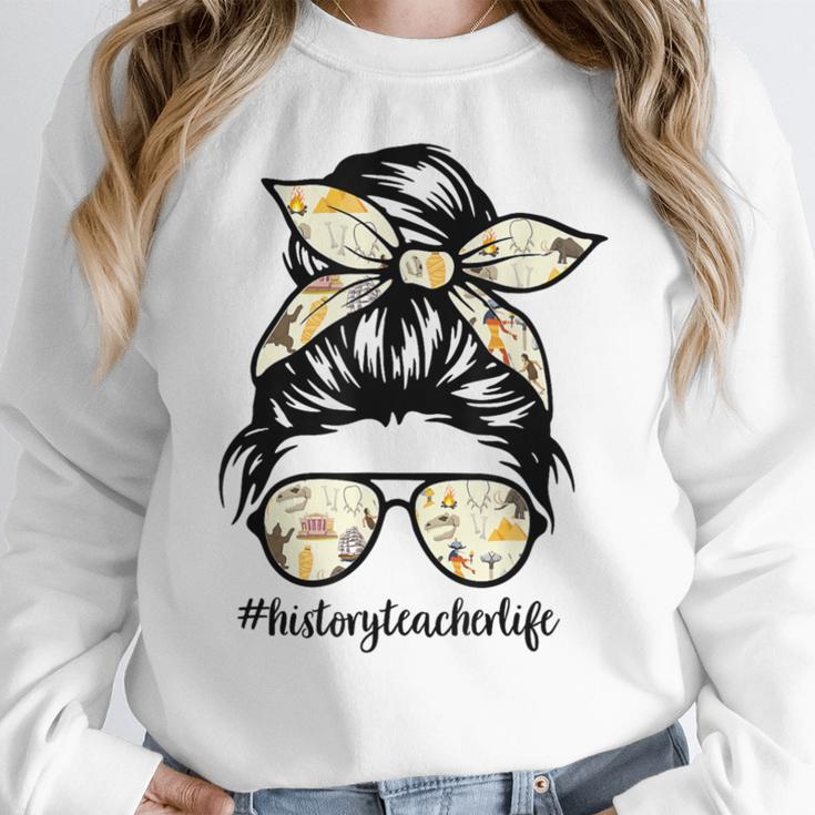 History Teacher Messy Bun Life Hair Glasses Women Crewneck Sweatshirt, History Teacher Gifts, funny design History Teacher Messy Bun Life Hair Glasses Women Crewneck Sweatshirt, History Teacher Gifts, funny design